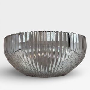 9 1/8" Vintage 20th C. Ribbed Crystal Bowl Serving Dish Centerpiece Decor